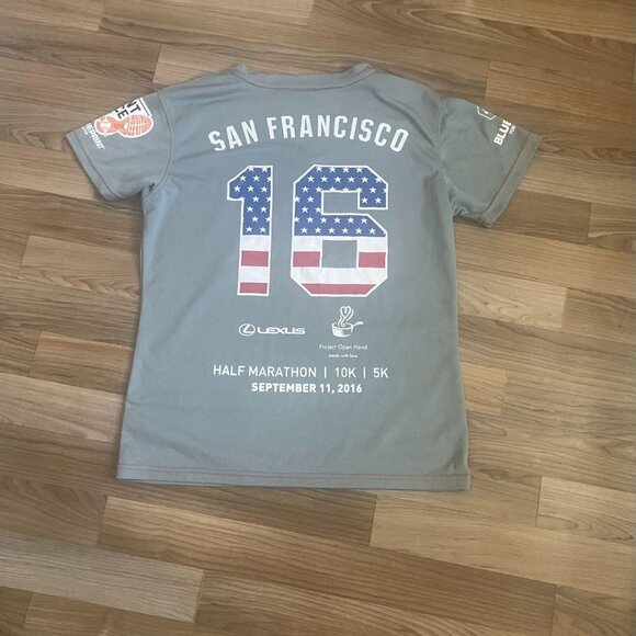 Women's Grey and Blue T-shirt - Picture 6 of 6